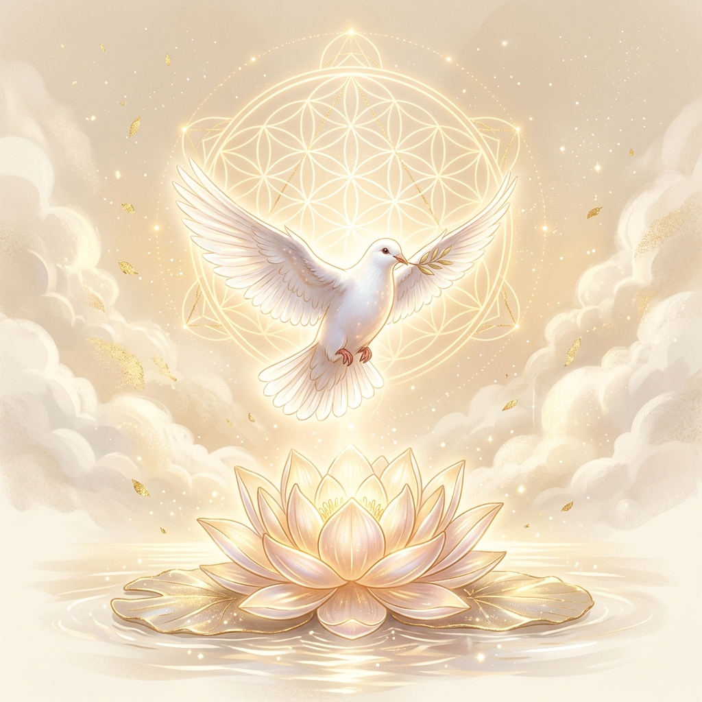 Peaceful glowing dove